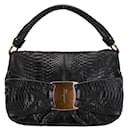 Salvatore Ferragamo Python Logo Vara Ribbon Leather Handbag in Very Good Condition