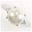 PT900 Platinum Ring with 9mm Pearl and 0.10ct Diamond in Excellent Condition - & Other Stories