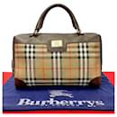 Borsa a mano in tela con motivo Haymarket di Burberry 41001 in ottime condizioni