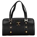 MCM Leather Studded Handbag G3898 Black Gold in Very Good Condition