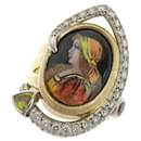 MITSUO KAJI Enamel Miniature, Size 9, K18 Yellow Gold & PT900 Diamond, Emerald Ruby Tourmaline Ring in Gold for Women in Great Condition - & Other Stories