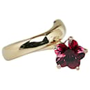 K18YG Yellow Gold Garnet Flower Ring 10.5 in Great Condition - & Other Stories