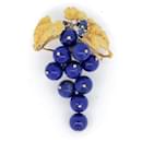 Lapis Lazuli Sapphire Diamond Brooch Pendant K18YG/PT900 in Very Good Condition - & Other Stories