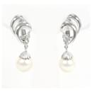 K14 White Gold Pearl Earrings with Diamonds in Great Condition - & Other Stories