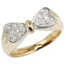 K18YG Yellow Gold Pt900 Platinum Diamond Ribbon Motif Ring in Excellent Condition - & Other Stories