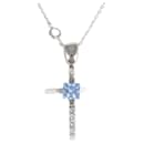 Collier en or blanc K18 avec topaze bleue et zircon en excellent état - & Other Stories