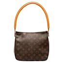 Sac à épaule Louis Vuitton Monogram Looping MM M51146 en cuir PVC marron en bon état