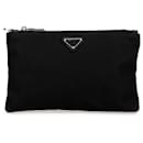 Prada Nylon Triangle Logo Plate Pouch Black in Very Good Condition