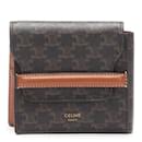 Celine Triomphe Canvas Flap Origami Wallet Canvas Short Wallet in Great Condition - Céline