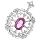 Gorgeous Pink Sapphire 1.46ct, Melee Diamond 0.25ct, Pt900 Platinum Pendant for Women in Great Condition - & Other Stories