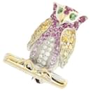 K18 Multicolored Sapphire, Diamond & Green Garnet Luck Signifying Owl Brooch, No Brand, Gold Women's - Preloved in Excellent Condition - & Other Stories