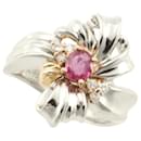 No Brand PT900 K18YG Platinum & Yellow Gold Ring with Natural Corundum Ruby of 0.41ct, Embellished with Diamonds, Women's Silver Ring  in Excellent Condition - & Other Stories