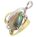 Natural Opal and Diamond Pendant - Platinum Pt900 & K18 Yellow Gold Material, 3.91ct Opal & 0.16ct Diamond, No-Brand, Ladies' Silver Jewelry (Used) in Excellent Condition - & Other Stories