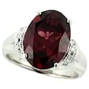 No Brand Ring with 5.99ct Rhodolite Garnet and 0.10ct Diamond in Pt900 Platinum, Size 10.5, Silver for Ladies (Pre-owned) in Excellent Condition - & Other Stories