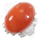 Pm900 Platinum Coral Diamond Ring Size 8 in Excellent Condition - & Other Stories