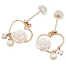 Boucles d'oreilles en perles d'eau douce en coquille d'or rose K10PG avec zircon cubique en excellent état - & Other Stories