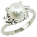 Pt900 Platinum Akoya Pearl 8mm Diamond Ring Size 10.5 in Excellent Condition - & Other Stories