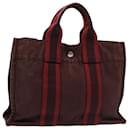 HERMES Fourre Tout PM Hand Bag Canvas Red Navy Auth 77707 - Hermès