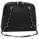 BALLY Quilted Chain Shoulder Bag Leather Black Auth kk251 - Bally