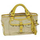 CELINE Hand Bag Canvas Yellow Beige Auth 78273 - Céline