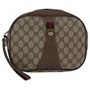 GUCCI GG Supreme Web Sherry Line Clutch Bag PVC Beige Rouge 89 01 034 Auth th5079 - Gucci