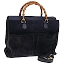 Bolso de mano de ante GUCCI Bamboo 2way Navy 002 2855 0322 0 Auth ep4351 - Gucci