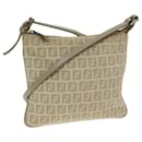 FENDI Zucchino Canvas Shoulder Bag Beige Auth fm3513 - Fendi