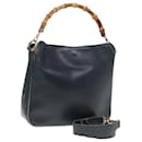 GUCCI Bamboo Hand Bag Leather Outlet 2way Navy 001 8638 Auth 79571 - Gucci