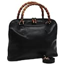 Sac à bandoulière en cuir GUCCI Bamboo 2way Noir 000 1186 0289 Auth 78089 - Gucci