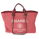 Tote Deauville moyen en toile rouge Chanel