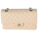 Sac à main Chanel en caviar matelassé beige, medium, classique à double rabat