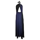 Reformation Estella Maxi Wrap Dress in Navy Blue Chiffon