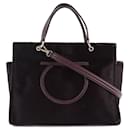 Bolso de mano de cuero Salvatore Ferragamo Gancini EE-21 H237 en muy buen estado