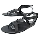 NINE HERMES SHOES AURA SANDALS H201063Z 38 IN BLACK LEATHER & CANVAS - Hermès