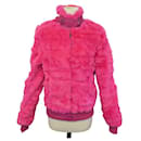 CHAQUETA DE PIEL DE CONEJO ROSA VERSACE VJC TAMAÑO 42 - Versace