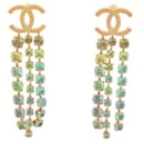 NEW CHANEL DANGLE EARRINGS CC LOGO MULTICOLORED STRASS - Chanel