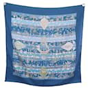 HERMES SCARF RIVES FERTILES C. HENRY BLUE SILK SQUARE 90 - Hermès