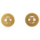 VINTAGE BOUCLES D'OREILLES CHANEL LOGO CC 1994 METAL DORE EARRINGS GOLDEN STEEL - Chanel