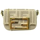 FENDI BAGUETTE ZUCCHA NANO CHARM 7AS045 BEIGE CANVAS SHOULDER BAG - Fendi