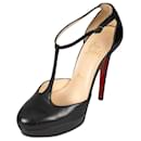 Christian Louboutin Black Leather Platform T-bar Heels Pumps 37,5EU