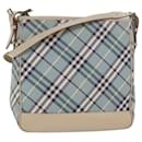 Sac à épaule Burberry Nova Check Blue Label en toile bleu clair Auth 77791