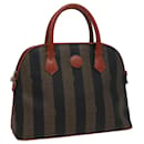 FENDI Pecan Canvas Hand Bag Brown Black Auth 79499 - Fendi