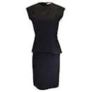 Christian Dior Black Peplum Hem Silk Crepe Pencil Dress