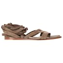 Gianvito Rossi Strappy Gladiator Flat Sandals in Brown Suede