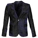 Emporio Armani Patterned Single-Button Blazer in Navy Blue Velvet - Giorgio Armani