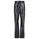 Nanushka High-Rised Wide Leg Pants in Black Faux Leather