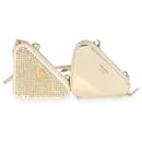 Bolsa triangular mini em cetim dourado com cristais embellidos da Prada