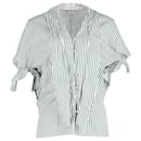 JW Anderson Tie-Neck Striped Top in White and Green Cotton 