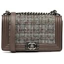 Chanel Brown Medium Tweed Boy Flap