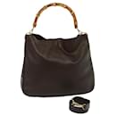 Bolsa de ombro de couro GUCCI Bamboo 2way marrom 001 3754 1577 Auth 78088 - Gucci